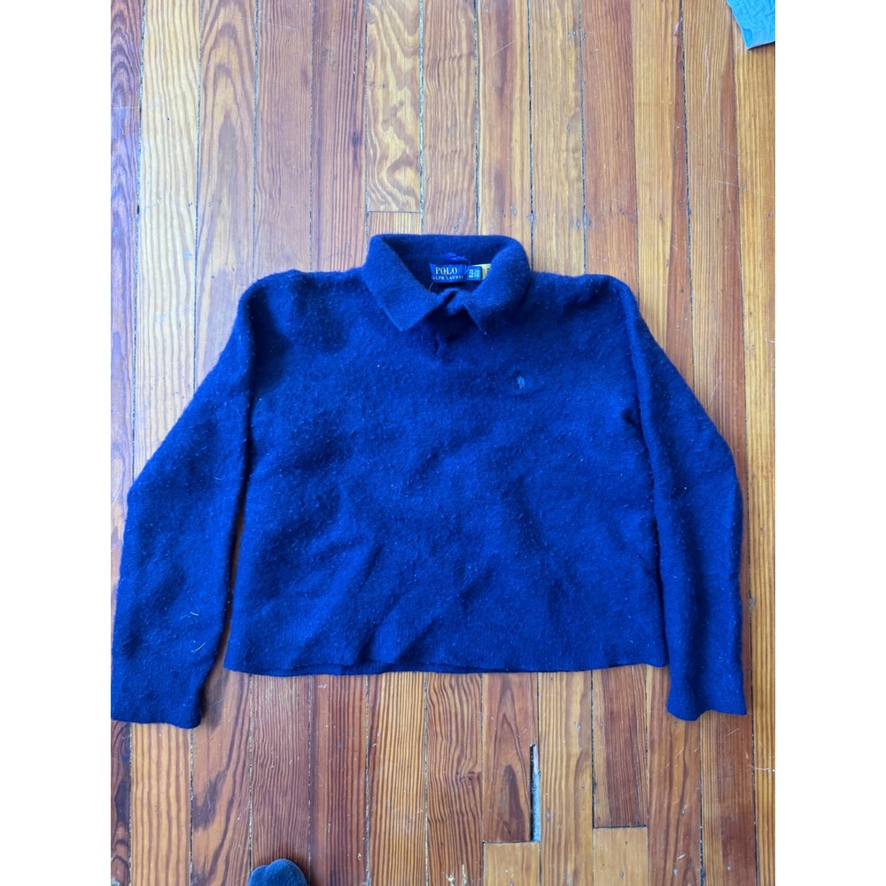 Polo Ralph Lauren kids XXL Blue Long Sleeve Knit Polo Sweater Pony Logo